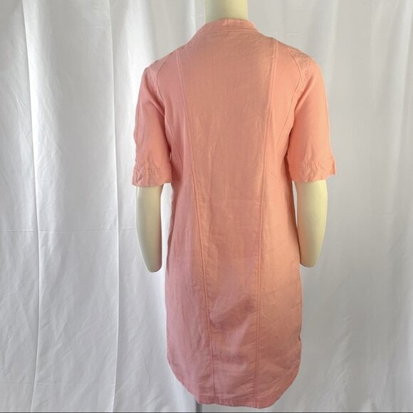 RIANI PINK SILK DRESS LINEN TUNIC DRESS PASTEL COTTON MIDI  DRESS WOMEN SIZE 4 - Picture 5 of 12